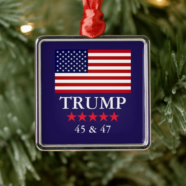 ORNAMENTO DE METAL GLASS PRESIDENT DONALD TRUMP CHRISTMAS ORNAMENT (Árvore)