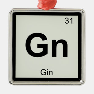 Ornamento De Metal Gn - Símbolo da Tabela Periódica da Química do Gin