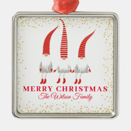 Ornamento De Metal Gnomos de Feliz Natal Personalizados