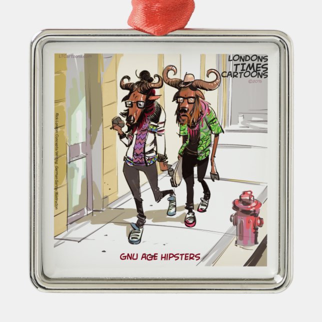 Ornamento De Metal Gnu Idade Hipsters Rick Londres Engraçado (Frente)