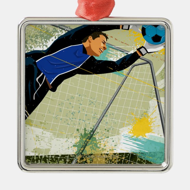 Ornamento De Metal Goalie do futebol que obstrui a bola (Frente)