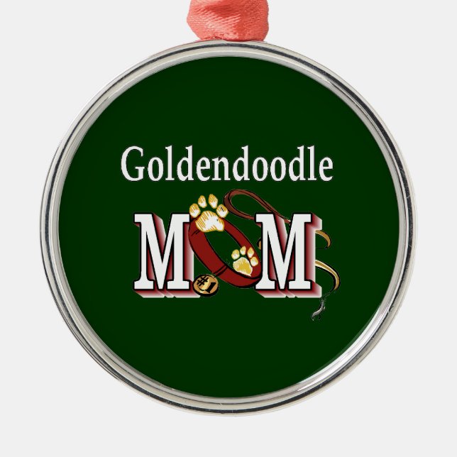 Ornamento De Metal Goldendoodle Mamãe Dons (Frente)