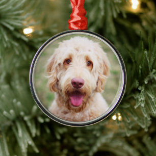 Ornamento De Metal Goldendoodle Smiling