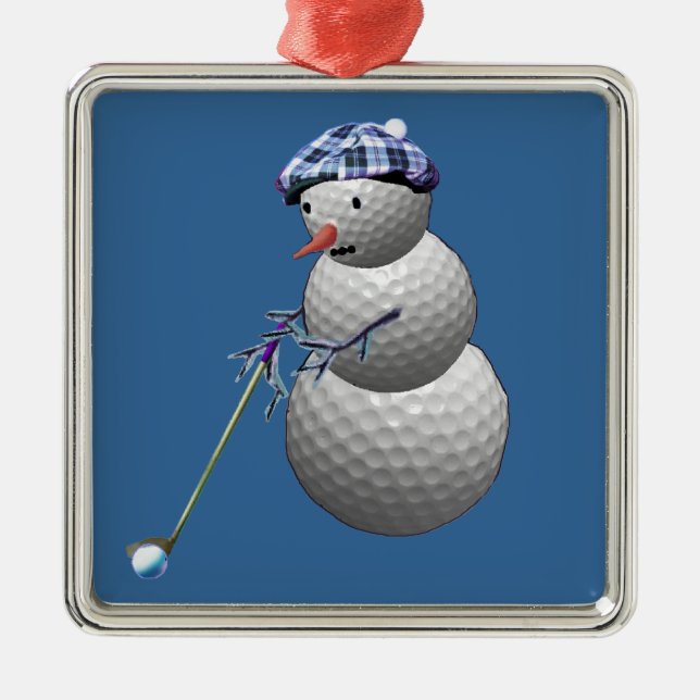 Ornamento De Metal Golf Ball Snowman (Frente)