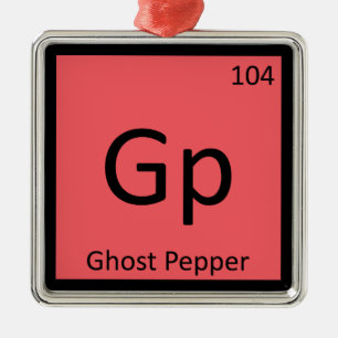 Ornamento De Metal Gp - Ghost Pepper Chemistry Símbolo Periódico de