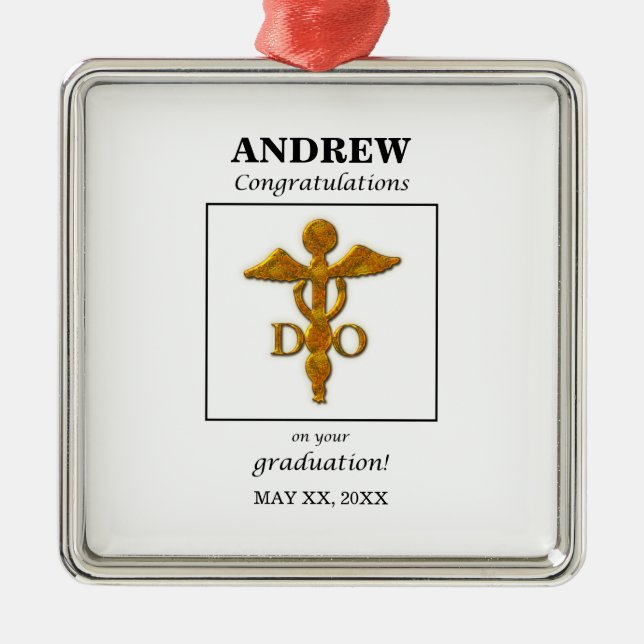 Ornamento De Metal Graduação de Osteopatia Parabéns (Frente)