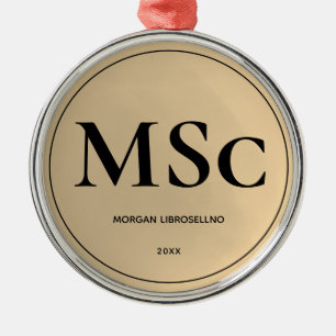 Ornamento De Metal Graduação Dourada MSc elegantemente simples