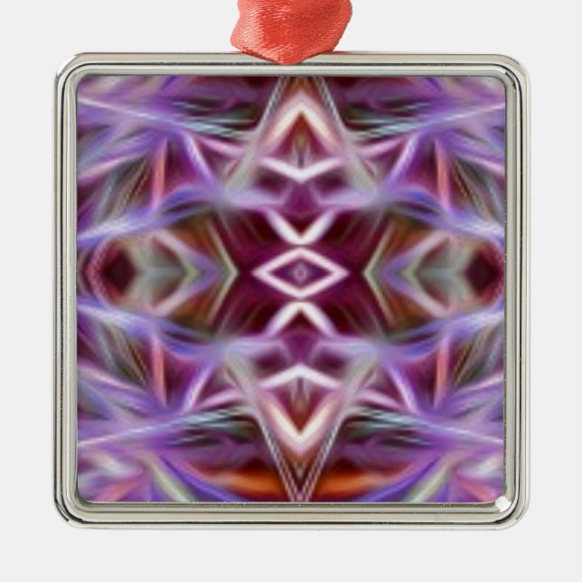 Ornamento De Metal Gráfico Rosa Mandala (Frente)