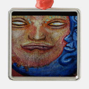 Ornamento De Metal Grafite de face solar e lua