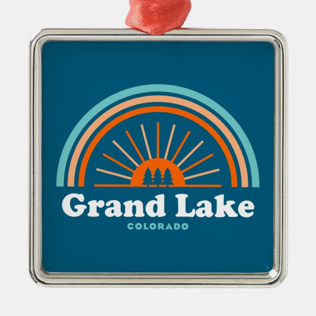 Ornamento De Metal Grand Lake Colorado Rainbow (Frente)