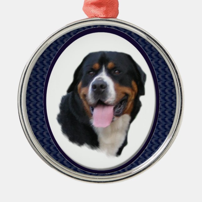 Ornamento De Metal Grande Arte de Cachorro Suíço (Frente)