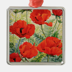 Ornamento De Metal Grandes papoilas vermelhas