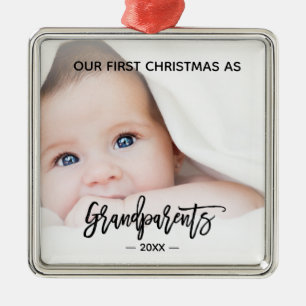 Ornamento De Metal Grandparents First Christmas Baby Photo