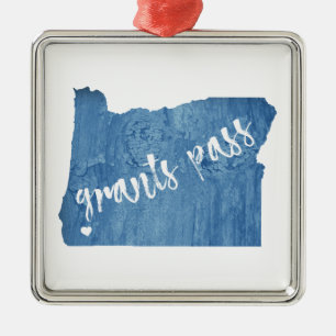 Ornamento De Metal Grant Pass, Oregon Wood Grain