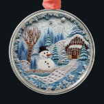 Ornamento De Metal Grátis 3 D Snowman Natal<br><div class="desc">Ornamento Metálico Bonito 3D Snowman de Natal</div>