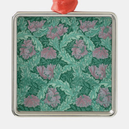 Ornamento De Metal Green and Red Wreath Pattern (por William Morris)