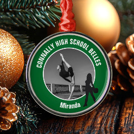Ornamento De Metal Green Drill Team Photo Dancer Christmas