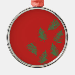 Ornamento De Metal Green Fern Lucky Holiday Red Ornament