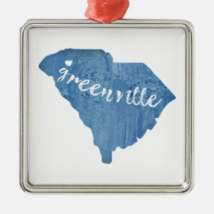 Ornamento De Metal Greenville Carolina do Sul Wood Grain