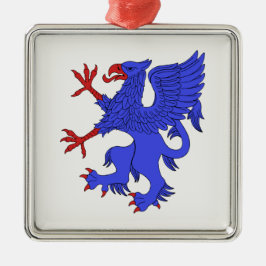 Ornamento De Metal Griffin Rampant Azure