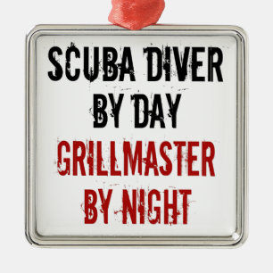 Ornamento De Metal Grillmaster Scuba Diver