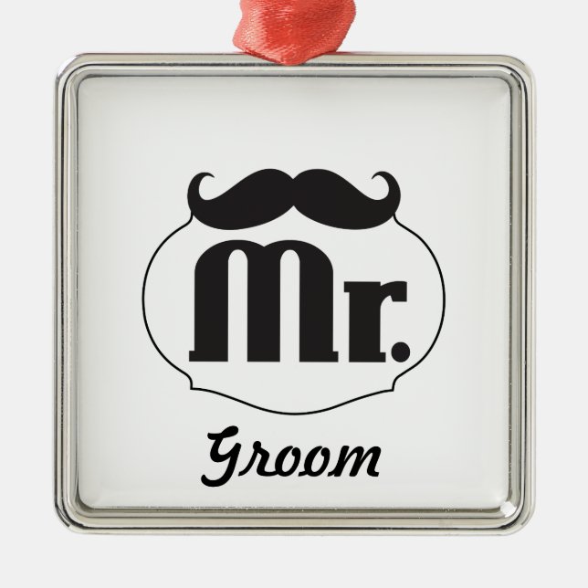Ornamento De Metal Groom Mustache (Frente)