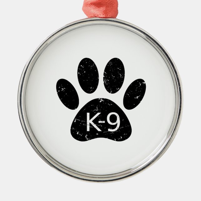 Ornamento De Metal Grunge Cachorro Distante Pata K-9 (Frente)