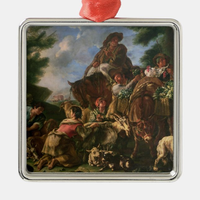 Ornamento De Metal Grupo de pastores com um cavalo (Frente)