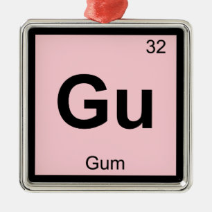 Ornamento De Metal Gu - Química da Goma Símbolo da Tabela Periódica