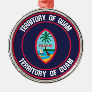 Ornamento De Metal Guam Round Emblem