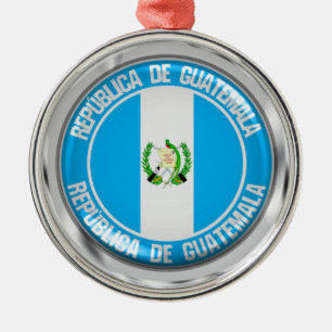 Ornamento De Metal Guatemala Round Emblem