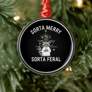 Ornamento De Metal Guaxinim de Natal Meio Alegre Meio Feral Natal
