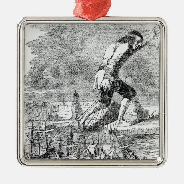 Ornamento De Metal Gulliver que rouba a frota de Blefuscudian (Frente)