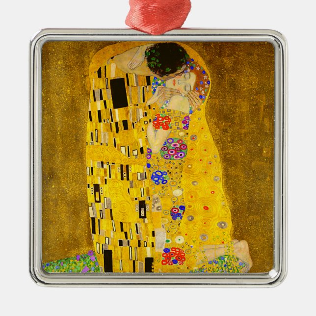 Ornamento De Metal Gustav Klimt é o famoso quadro Beijo. (Frente)