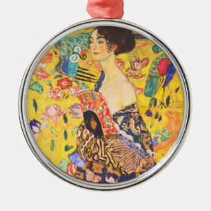 Ornamento De Metal Gustav Klimt Lady with Fan vintage art nouveau