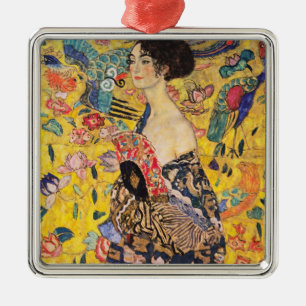 Ornamento De Metal Gustav Klimt - Senhora com Leque