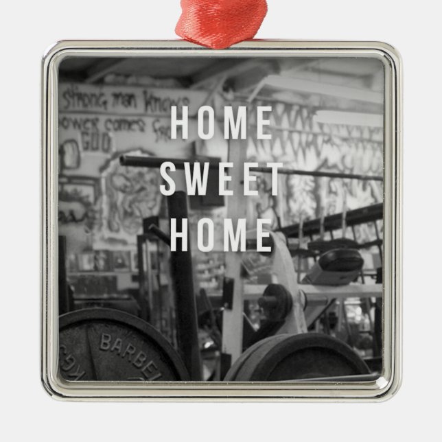 Ornamento De Metal Gym - Home Sweet Home - Barbell - Workout (Frente)
