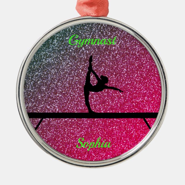 Ornamento De Metal Gymnastics Beam Watermelon Sparkle (Frente)
