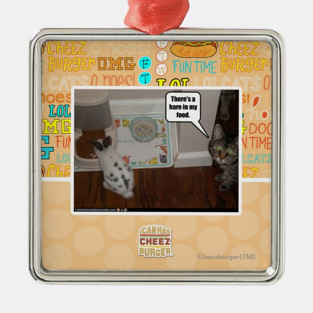 Ornamento De Metal Há uma lebre em meu alimento (Frente)