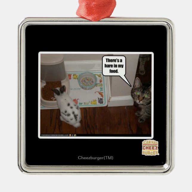 Ornamento De Metal Há uma lebre na minha comida. (Frente)