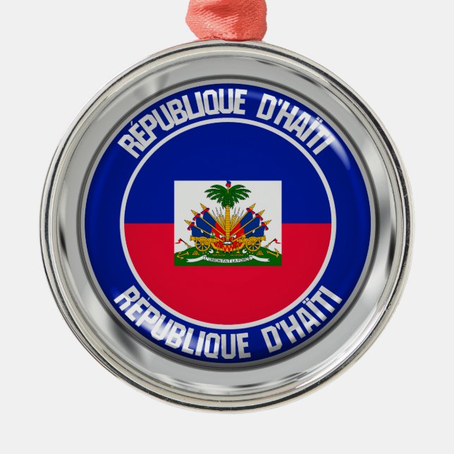 Ornamento De Metal Haiti Round Emblem (Frente)