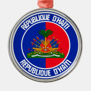 Ornamento De Metal Haiti Round Emblem