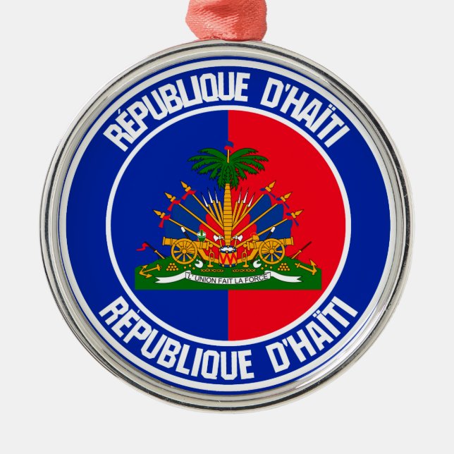 Ornamento De Metal Haiti Round Emblem (Frente)