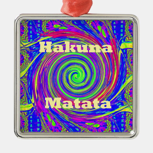 Ornamento De Metal Hakuna Matata - Design com Cores Vibrantes (Frente)