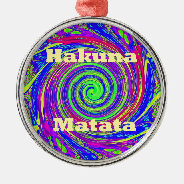 Ornamento De Metal Hakuna Matata - Design com Cores Vibrantes (Frente)