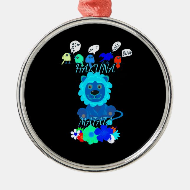 Ornamento De Metal Hakuna Matata Lion Art Impressão (Frente)