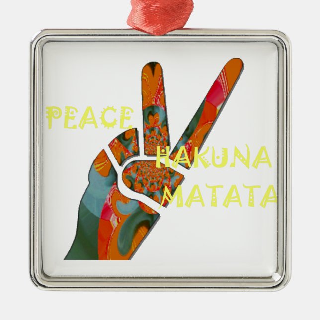 Ornamento De Metal Hakuna Matata Paz (Frente)