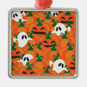 Ornamento De Metal Halloween Fantasmas Assombrados Pumpkin Patch