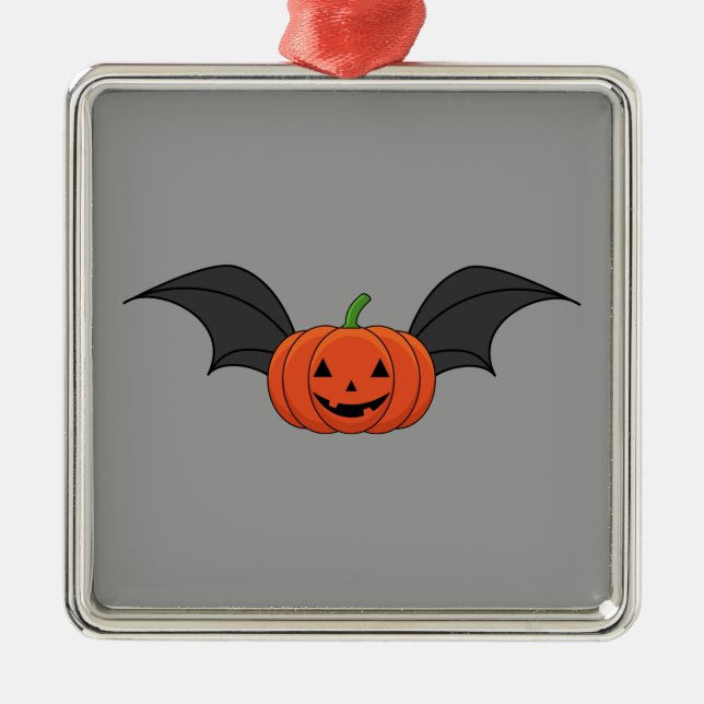 Ornamento De Metal Halloween Pumpkin Bat (Frente)