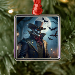 Ornamento De Metal Halloween Steampunk Southern Gentleman Zombie